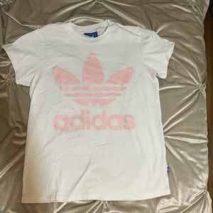 Adidas trefoil tee white pink